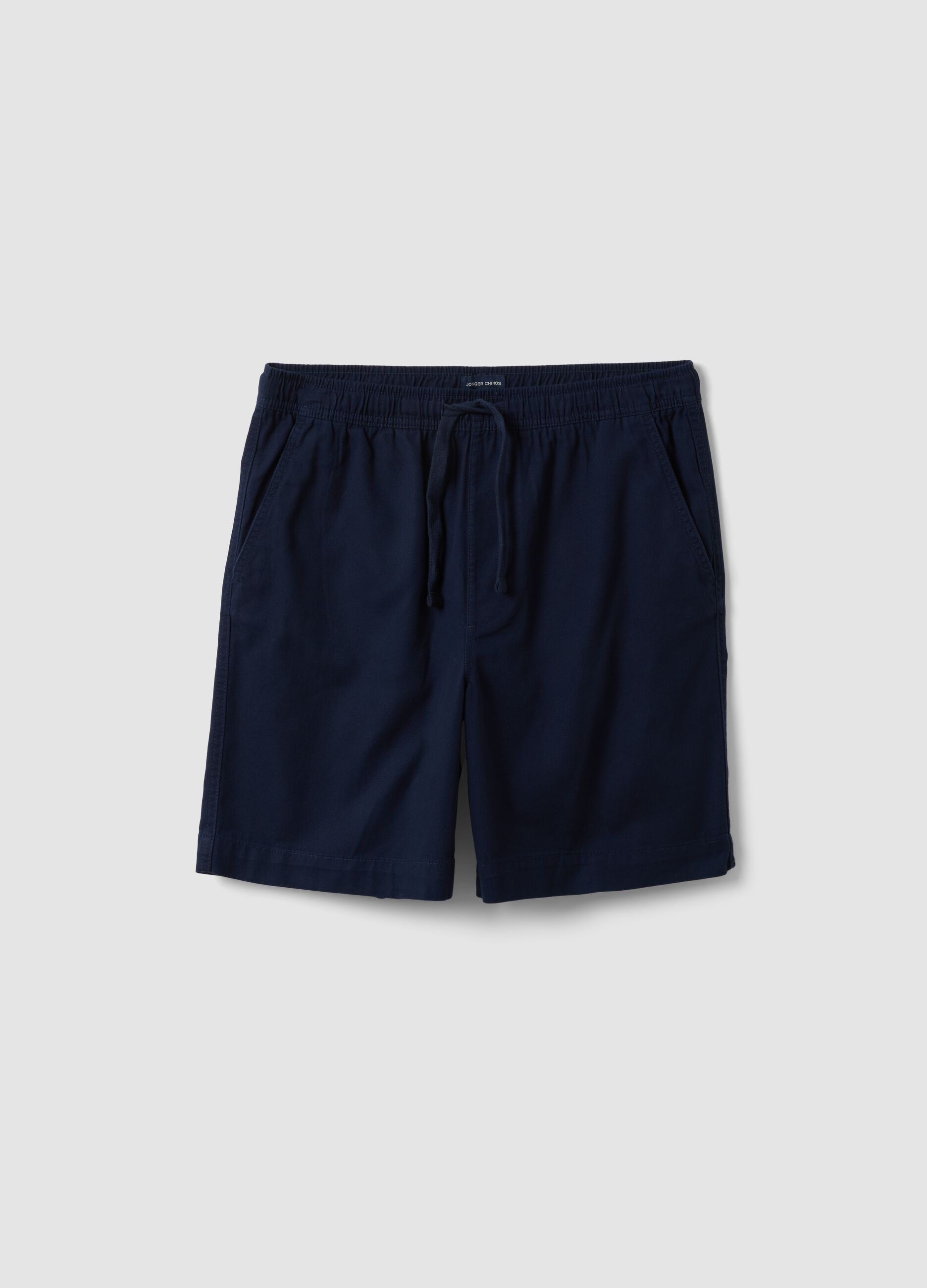 Blue pure cotton Bermuda shorts with elasticated waist