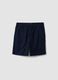 Blue pure cotton Bermuda shorts with elasticated waist_4