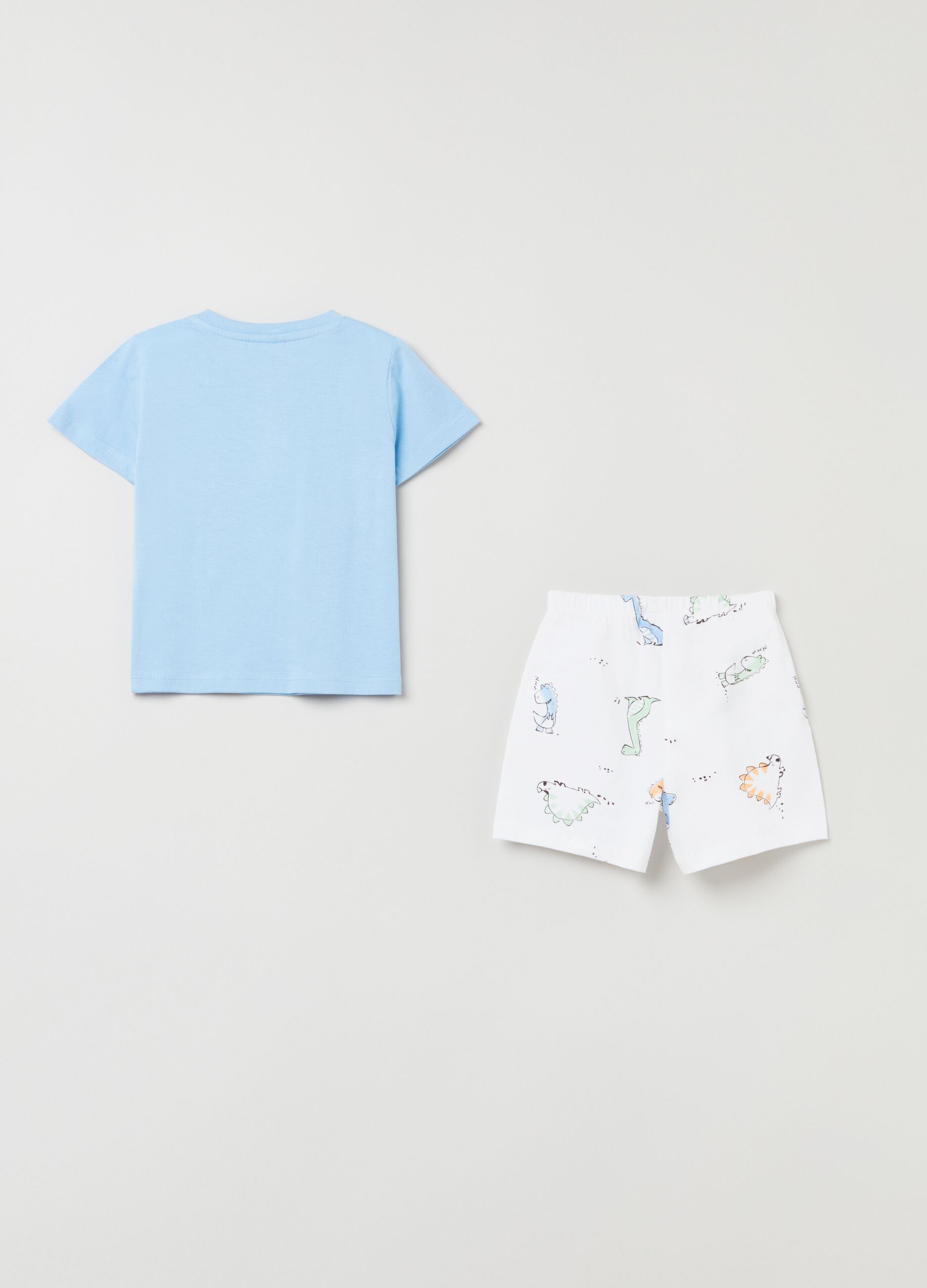 Short cotton pyjamas with dinosaurs print