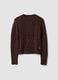 Brown crew-neck cable-knit wool-blend jumper, regular fit_0