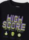 Black pure cotton sweatshirt with gaming print and crew neck_4