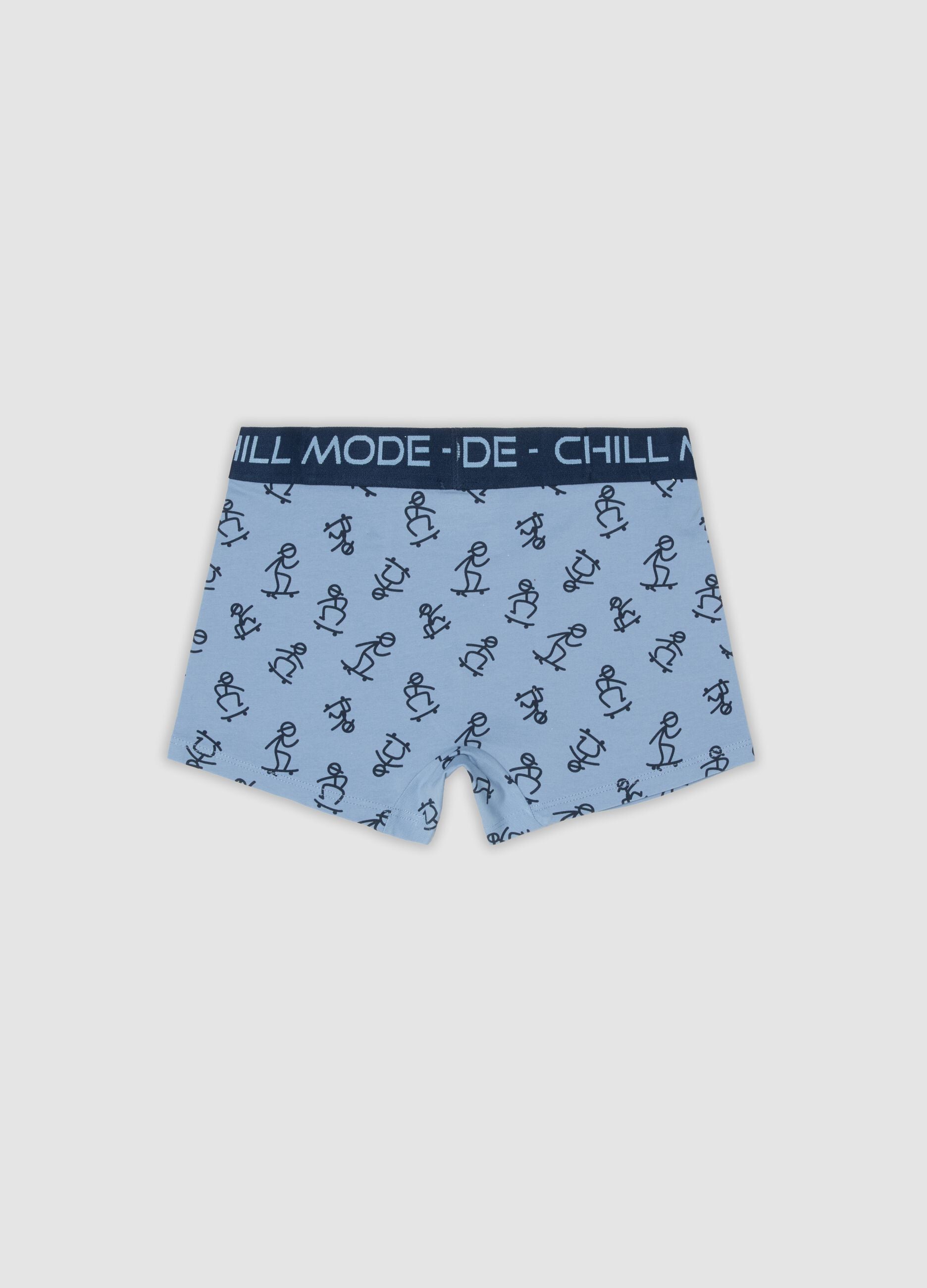 Boxer azzurro in cotone organico con stampa all over per bambino e ragazzo
