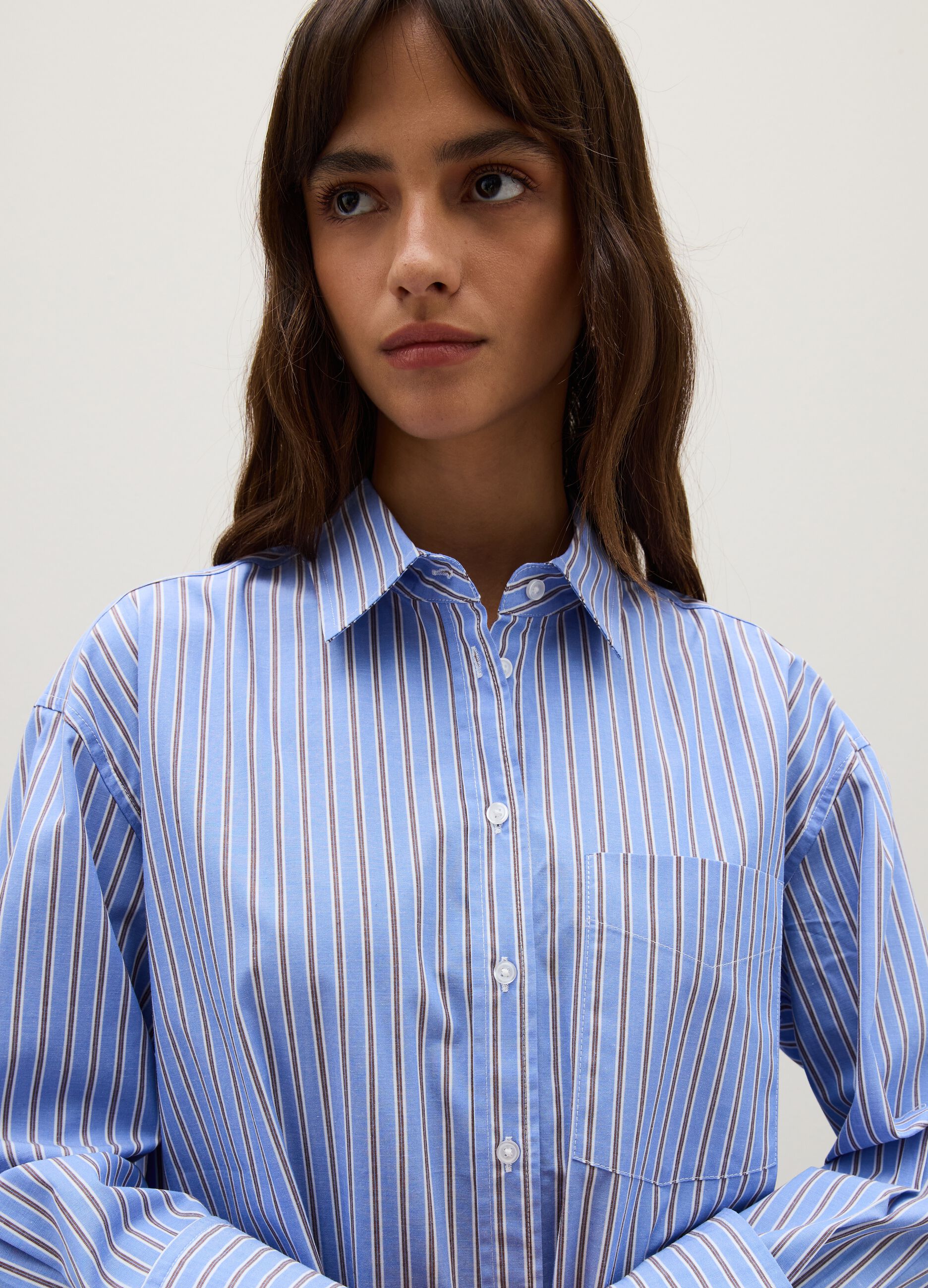 Multicolour striped pure cotton regular fit shirt
