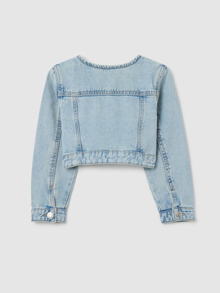 Light denim jacket with flowers embroidery_1
