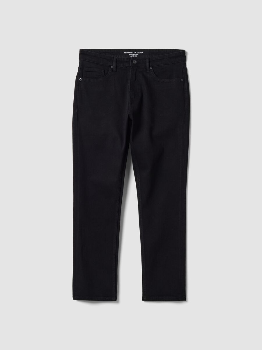 Black slim-fit stretch cotton jeans_4