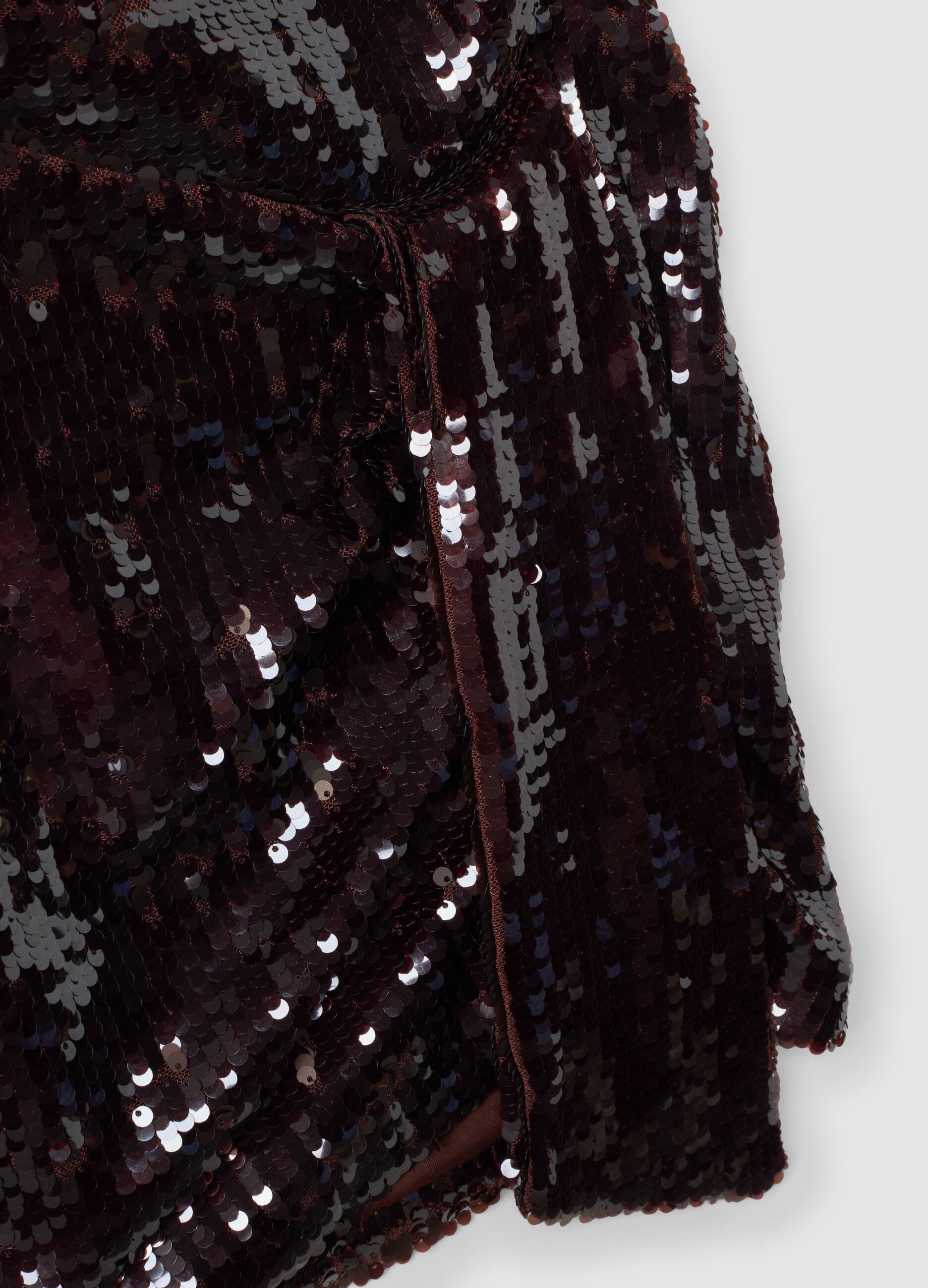 Brown sequin stretch-fabric dress