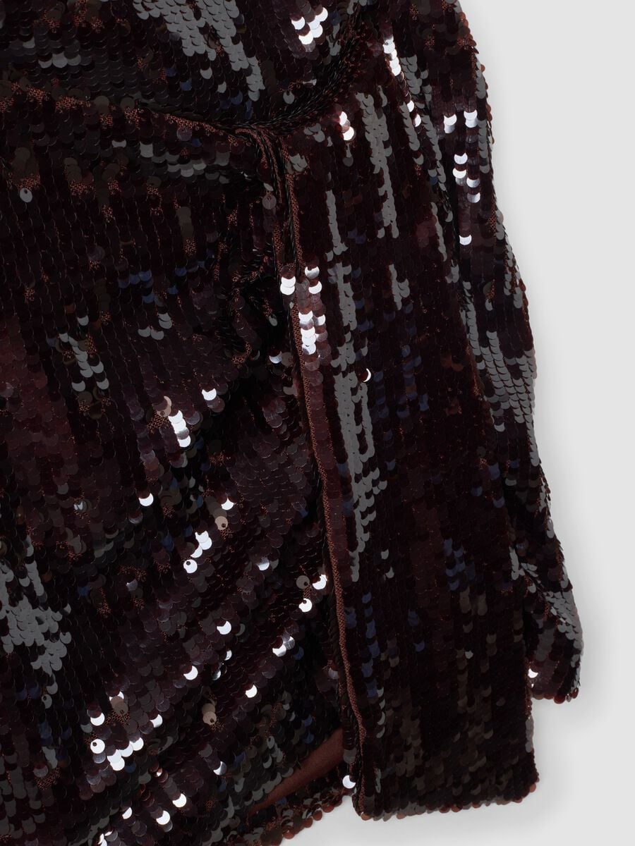 Abito marrone in tessuto elasticizzato con paillettes_1
