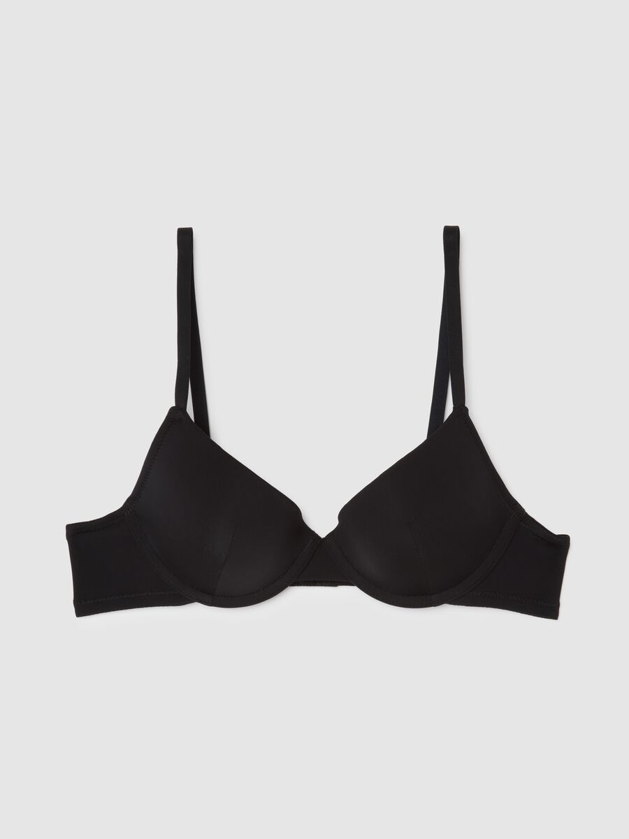 Black Stretch Fabric Bra_4