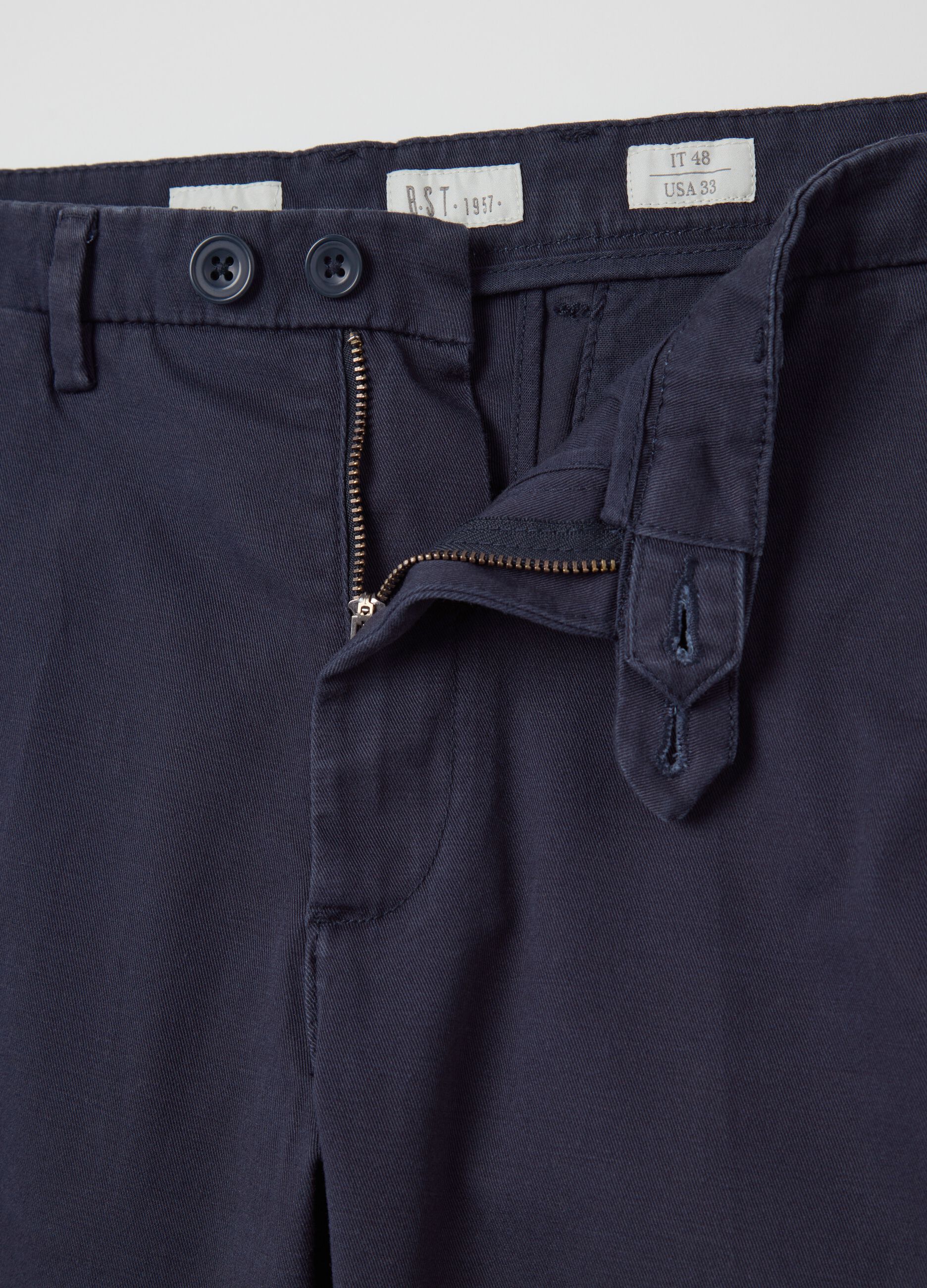 Pantaloni da uomo in cotone elasticizzato blu slim fit