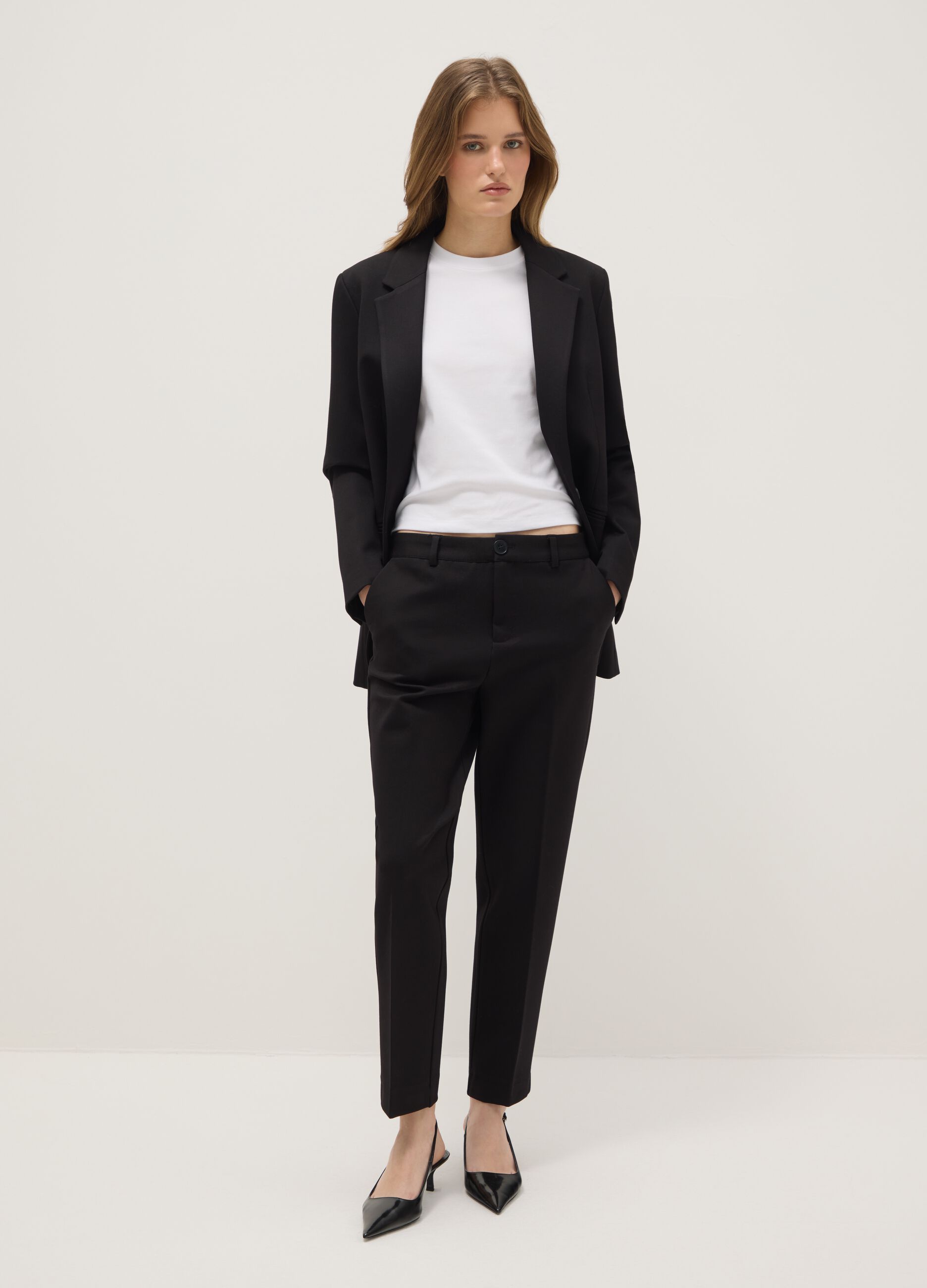 Slim fit black chino trousers