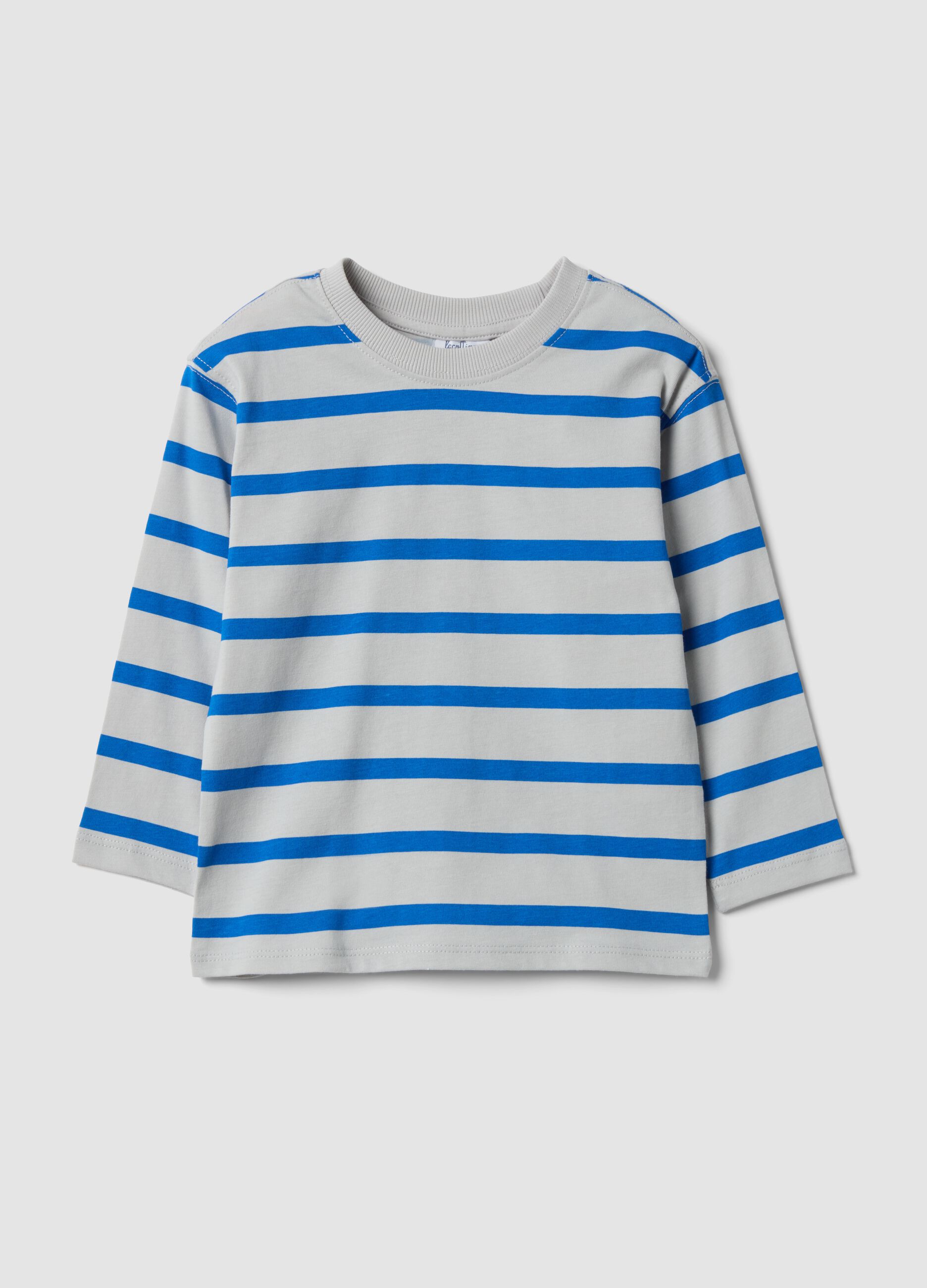 Oversized Multicolour Striped Organic Cotton T-Shirt for Baby Boy