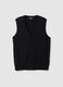 Black deep V cotton blend waistcoat regular fit with buttons_4