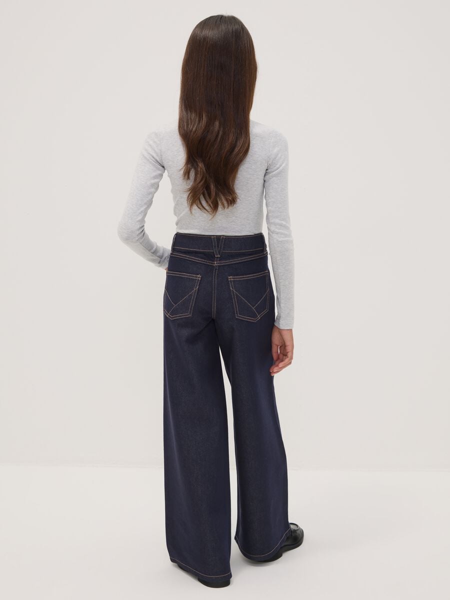 Jeans blu wide leg in misto cotone e lyocell_2