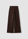 Jeans marroni wide leg in twill di cotone elasticizzato_6