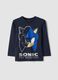Blue pure cotton crew-neck Sonic T-shirt for boys_0