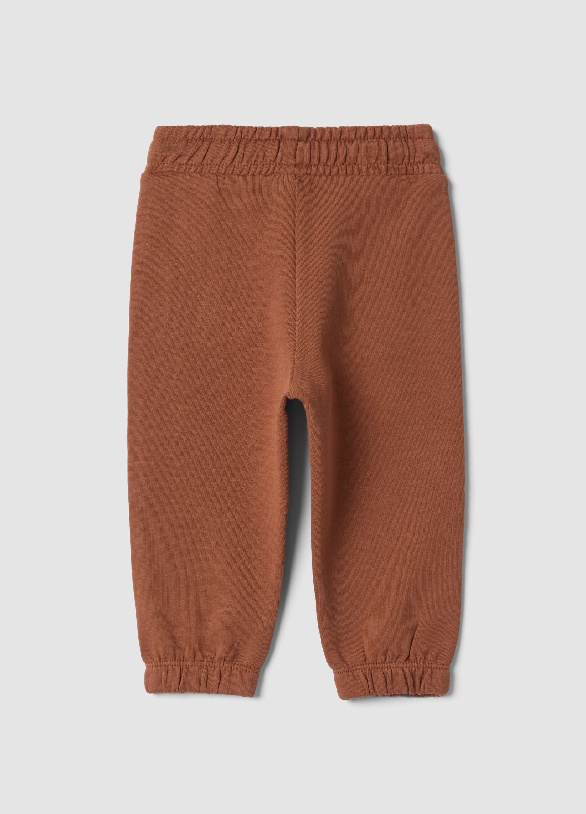 Brown pure cotton joggers, regular fit