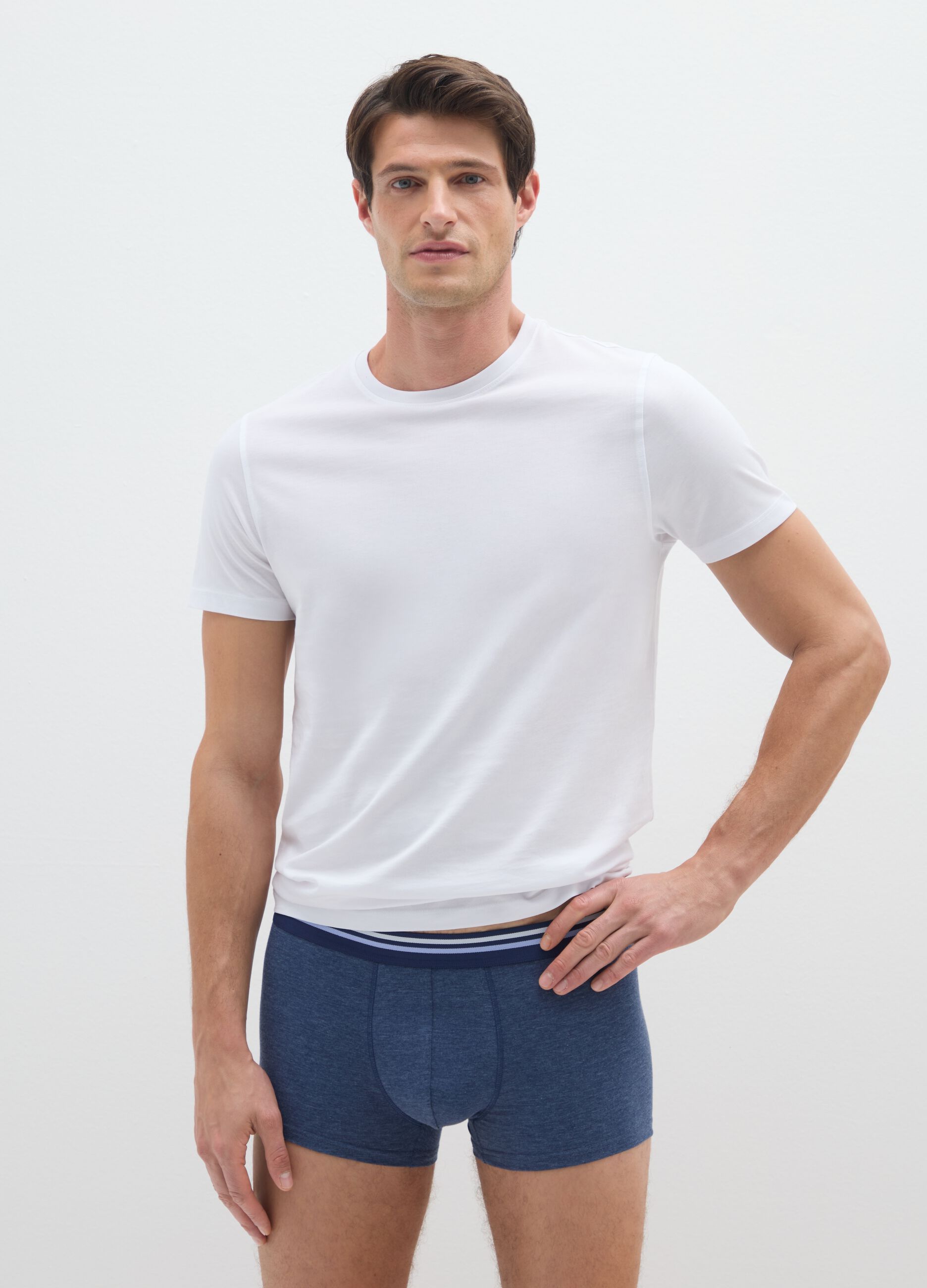 Tripack of regular fit multicolour stretch cotton boxers