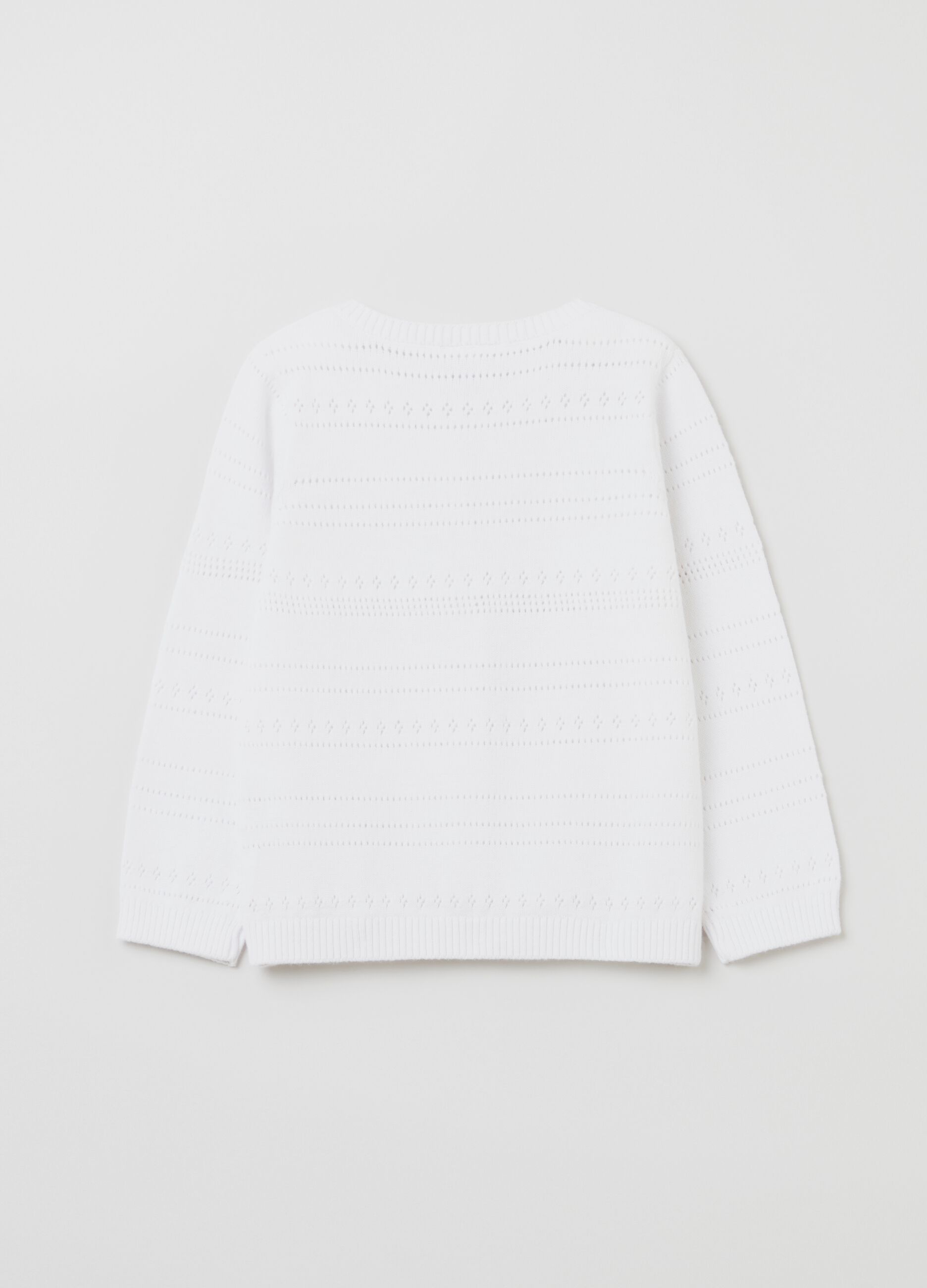 Cardigan in cotone con lavorazione pointelle