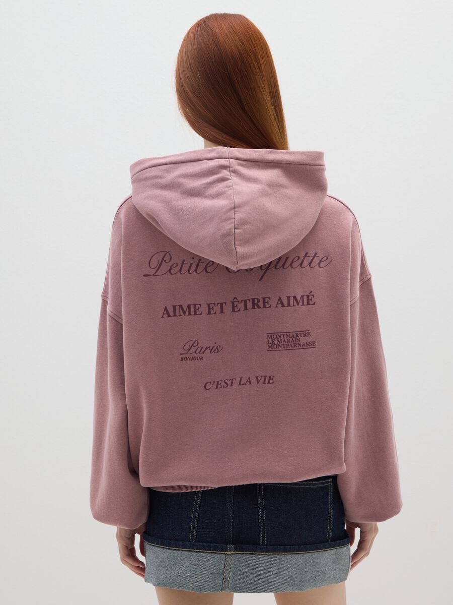 Pink cotton-blend regular fit sweatshirt with lettering_3