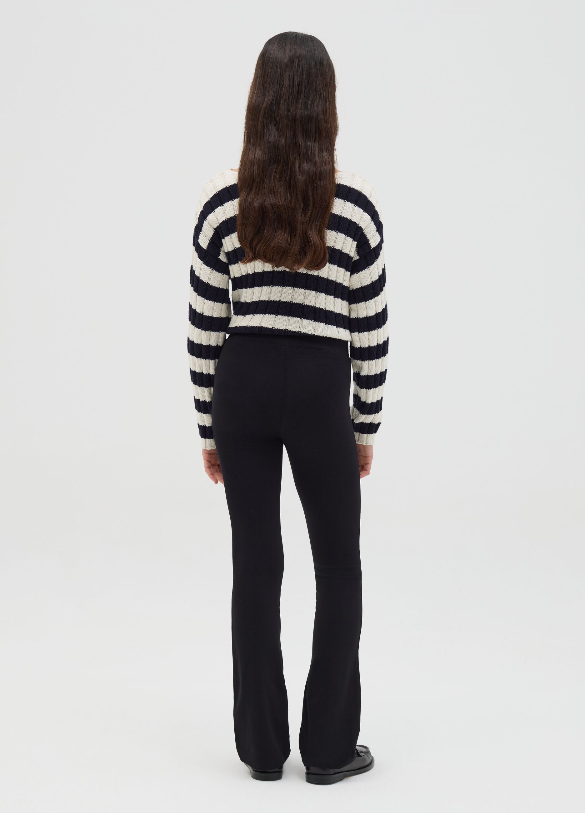 Flare-fit leggings in stretch cotton
