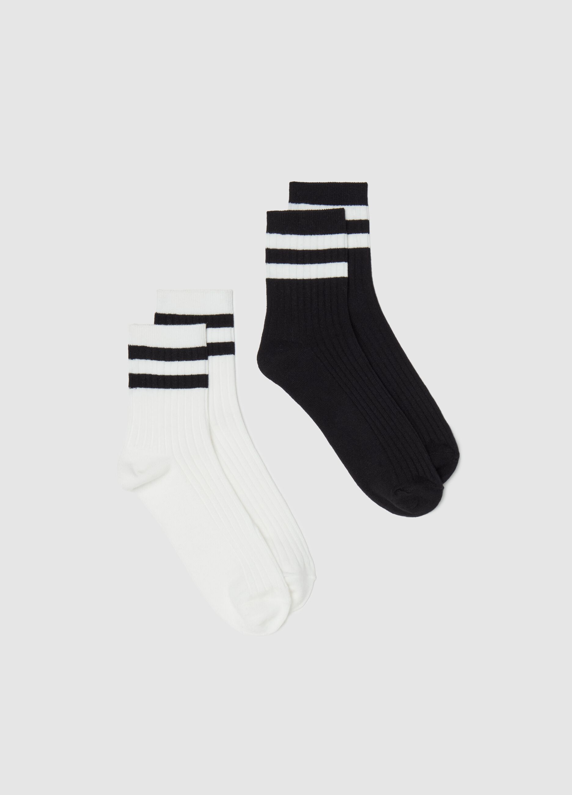 Two-pair pack tennis socks with striped details