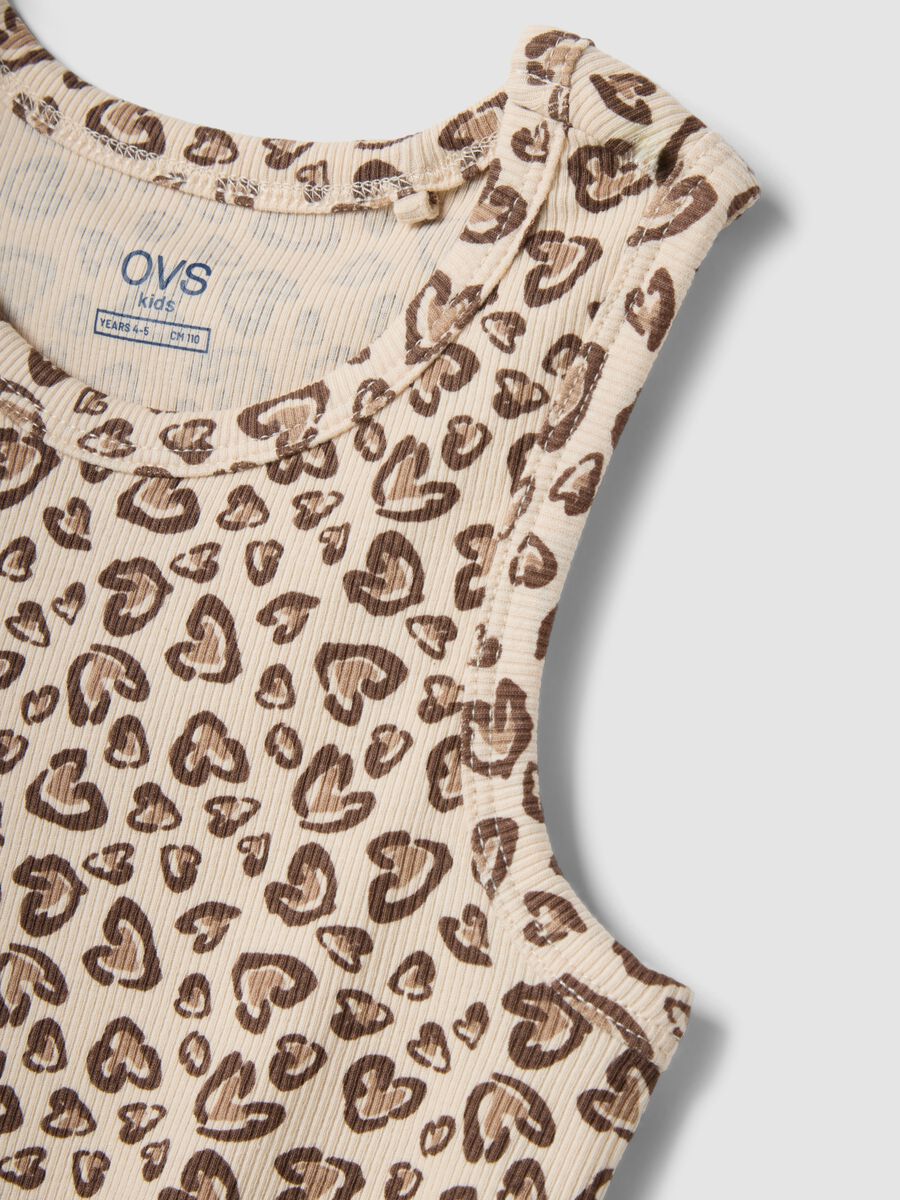 Tank top beige in cotone elasticizzato a costine regular fit_2