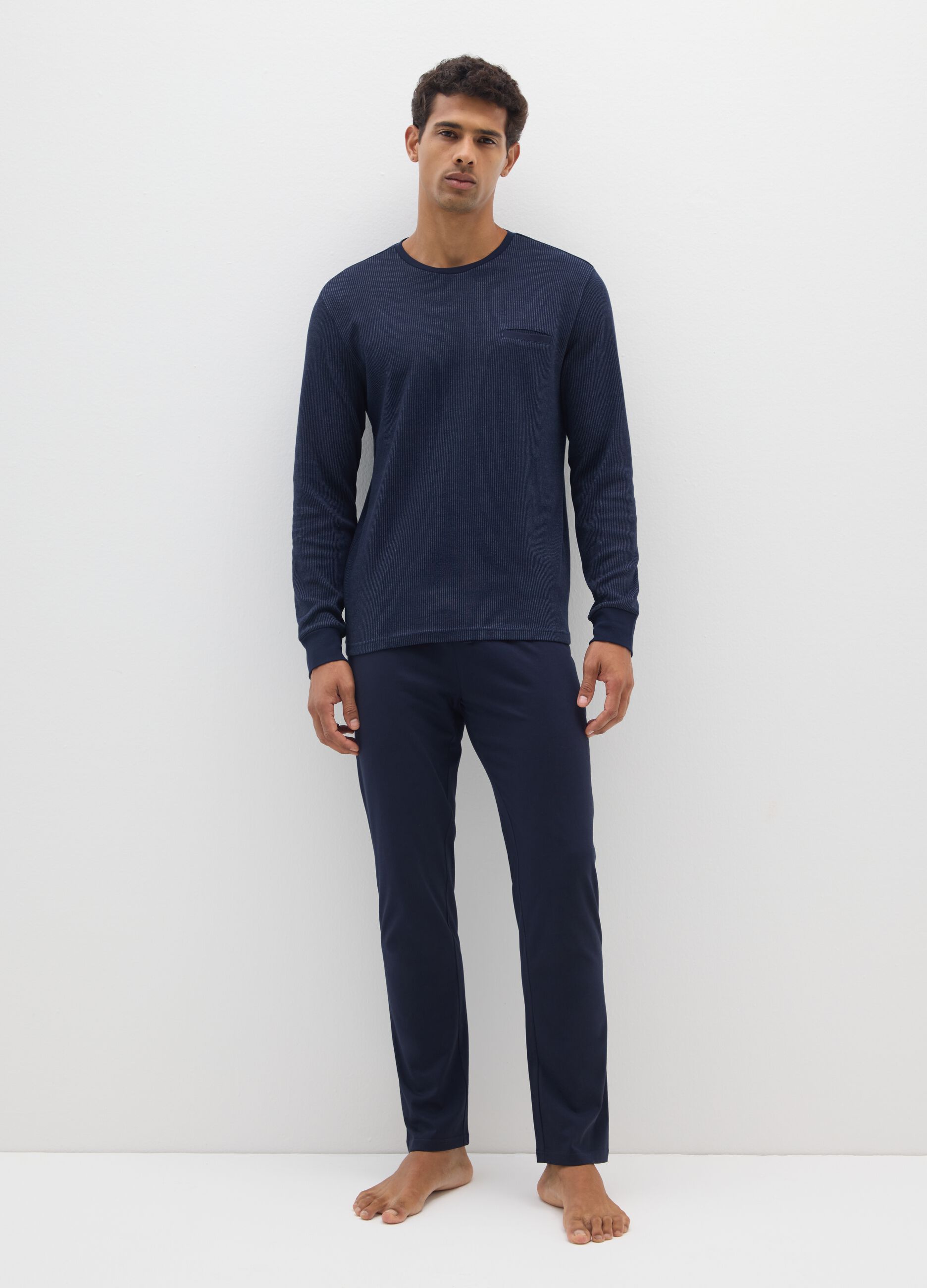 Blue cotton blend pyjamas regular fit
