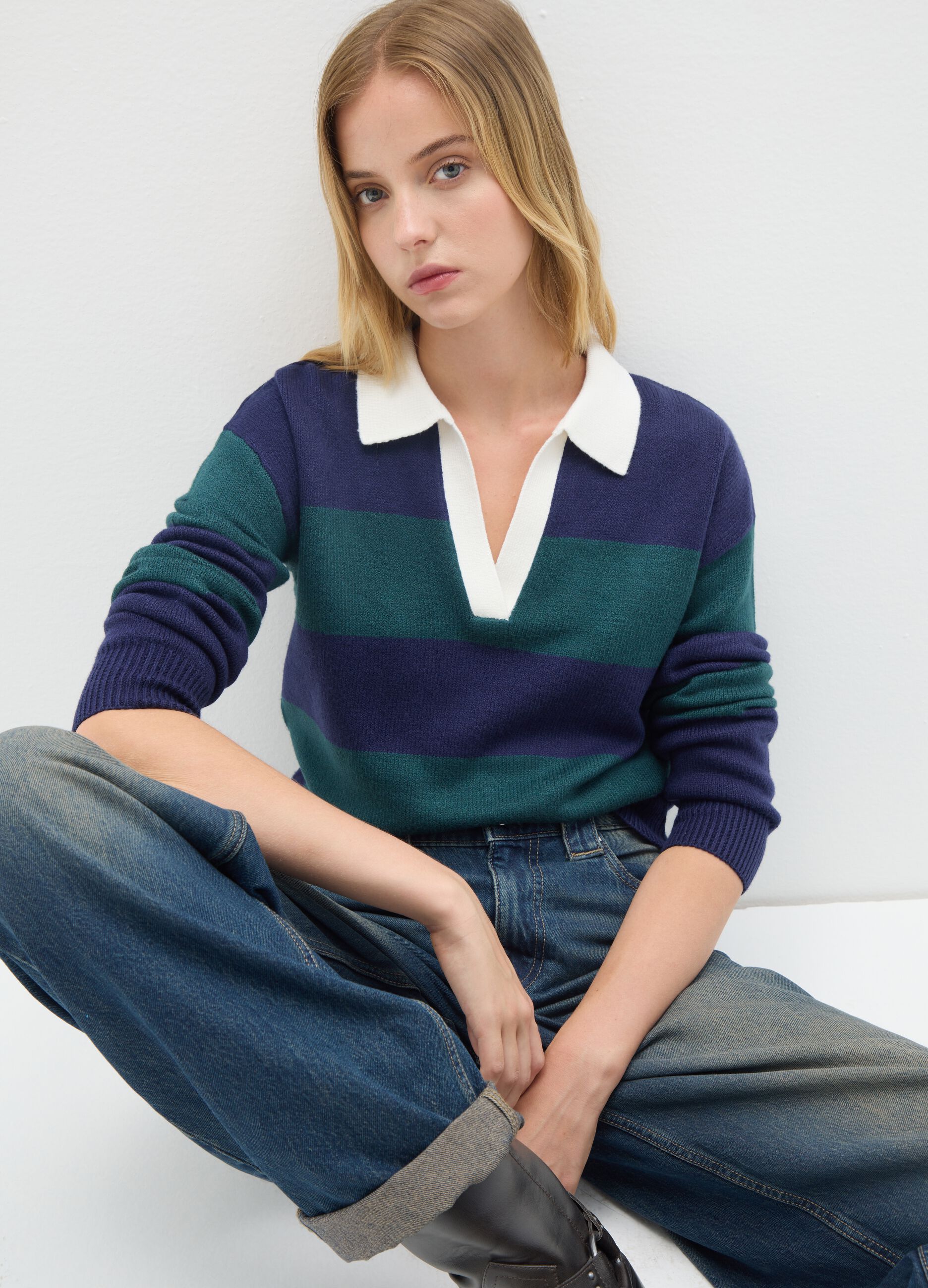 Multicolour cotton blend regular fit jumper
