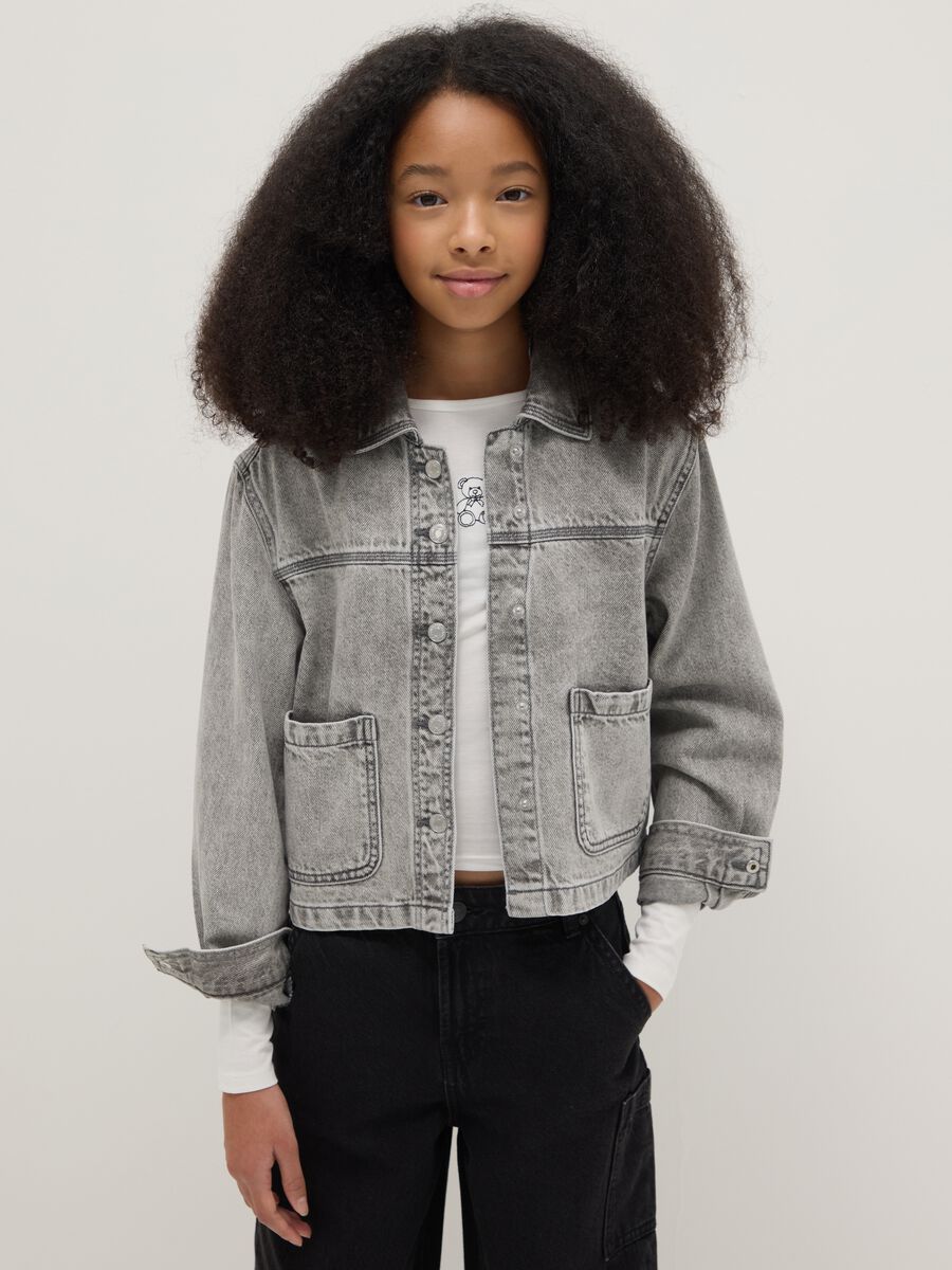 Girls' Grey Pure Cotton Shirt Regular Fit_0