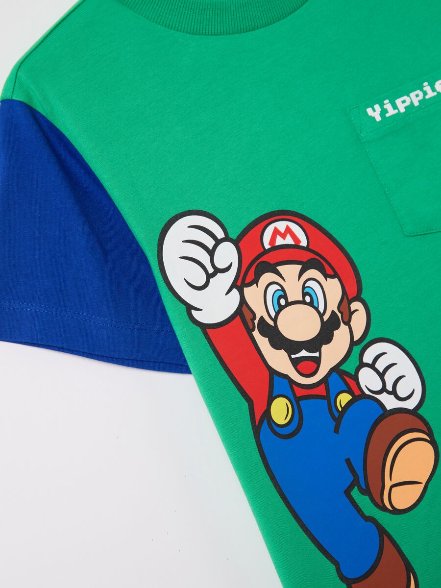 Colourblock cotton T-shirt with Super Mario™ print_3