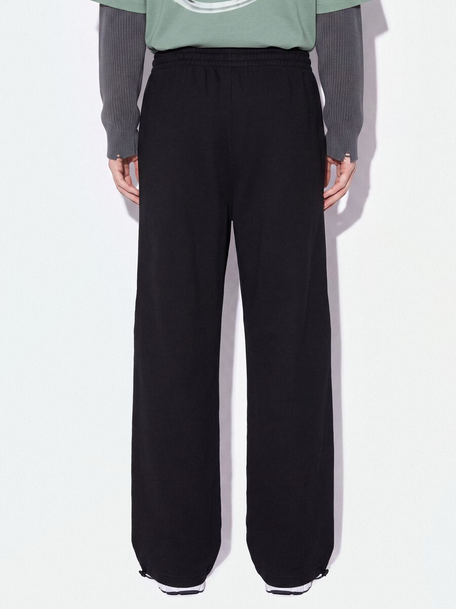 Jogger neri in puro cotone con vita elastica over fit_2