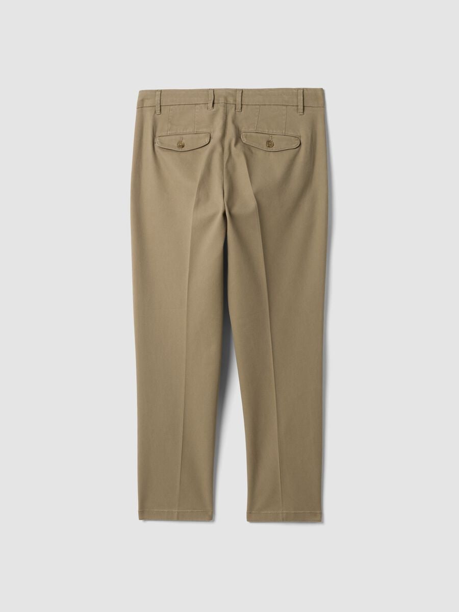 Beige regular tapered-fit stretch cotton twill chino trousers_2