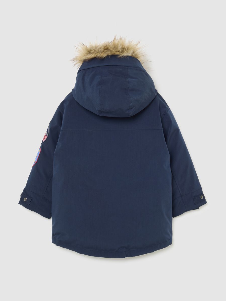 Blue padded children's jacket regular fit with hood and zip_1