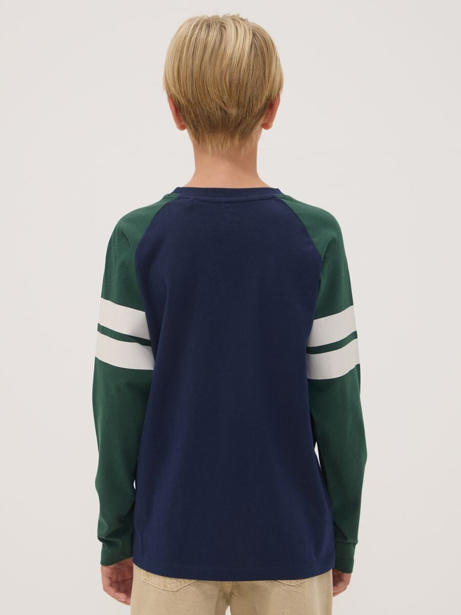 T-shirt blu in puro cotone organico con girocollo_2