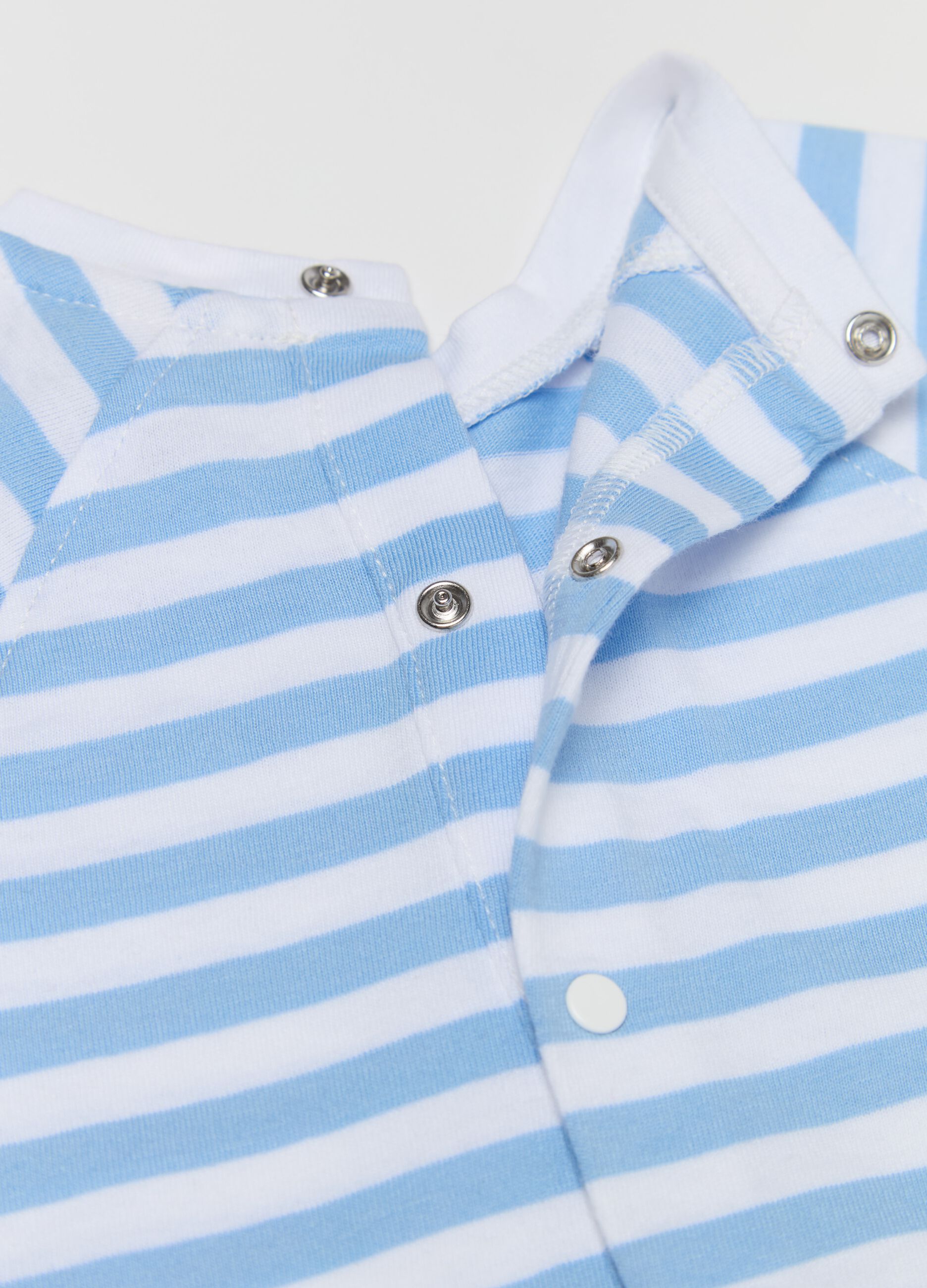 “Happy with you” striped cotton romper suit