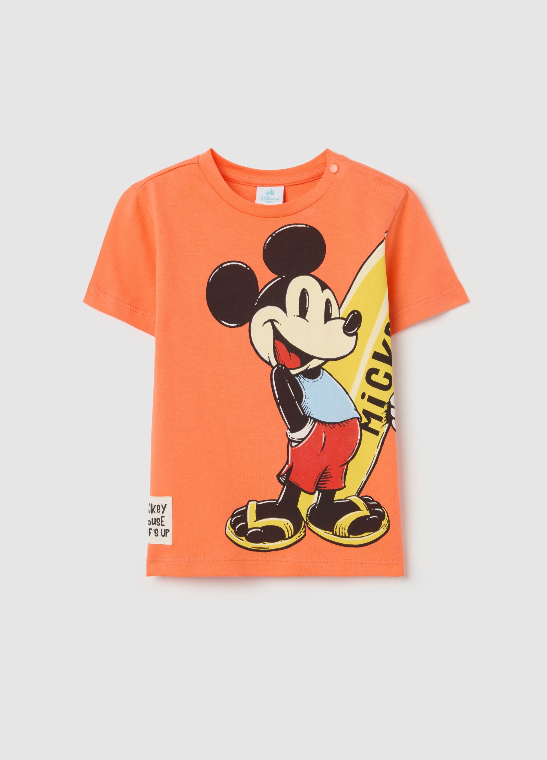 Cotton T-shirt with Mickey Mouse print