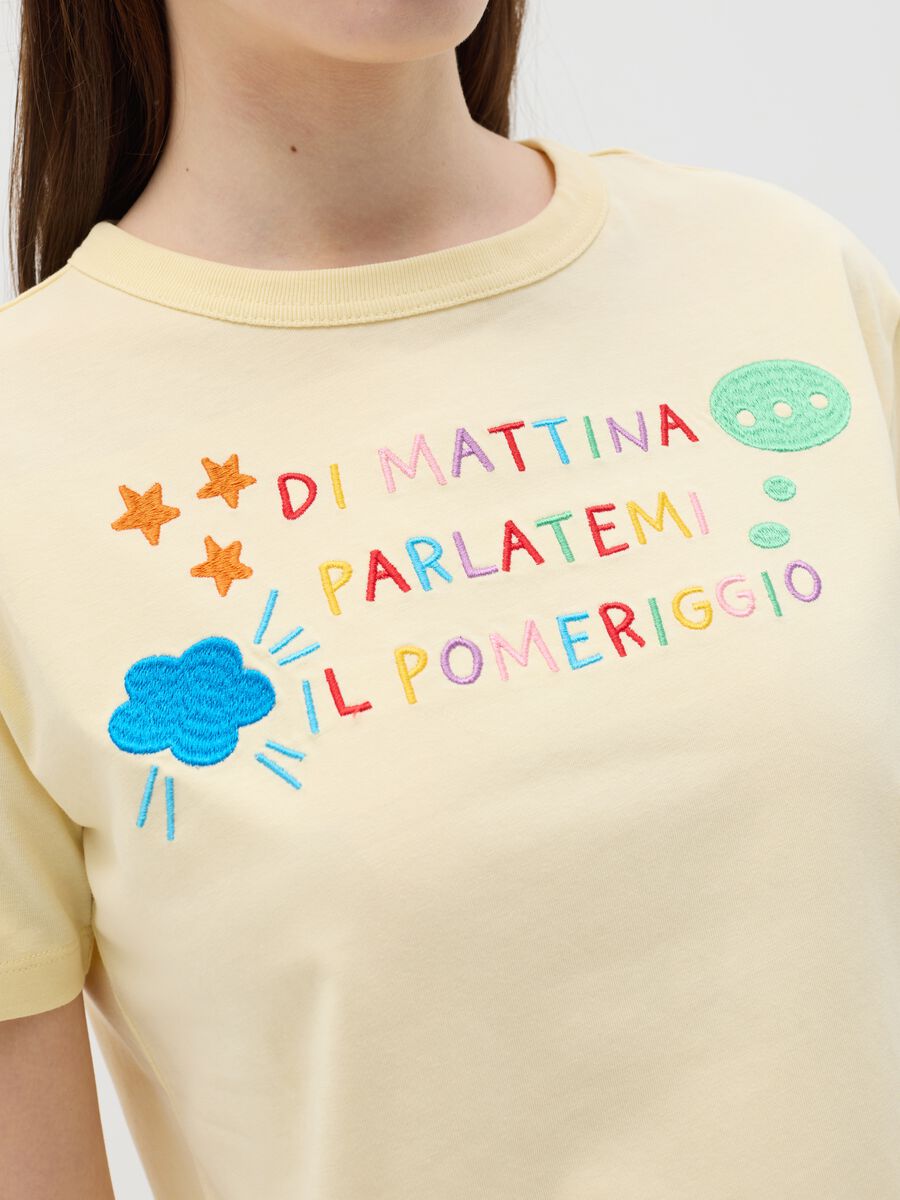 Yellow "Di mattina parlatemi il pomeriggio" T-shirt in cotton_2