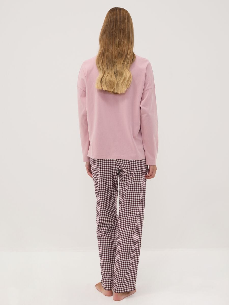 Pink pure organic cotton crew-neck pyjamas_2