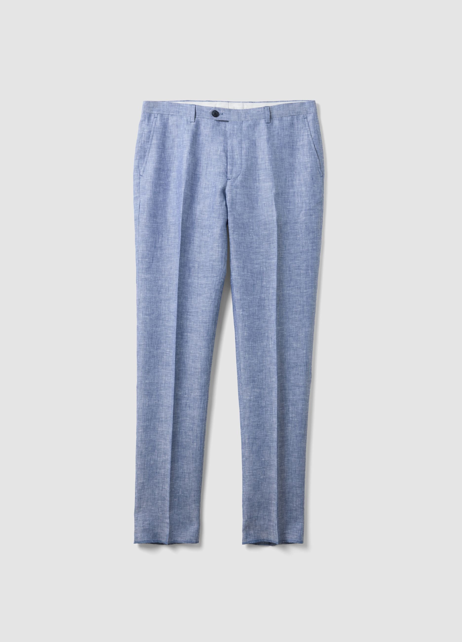 Light Blue Pure Linen Trousers