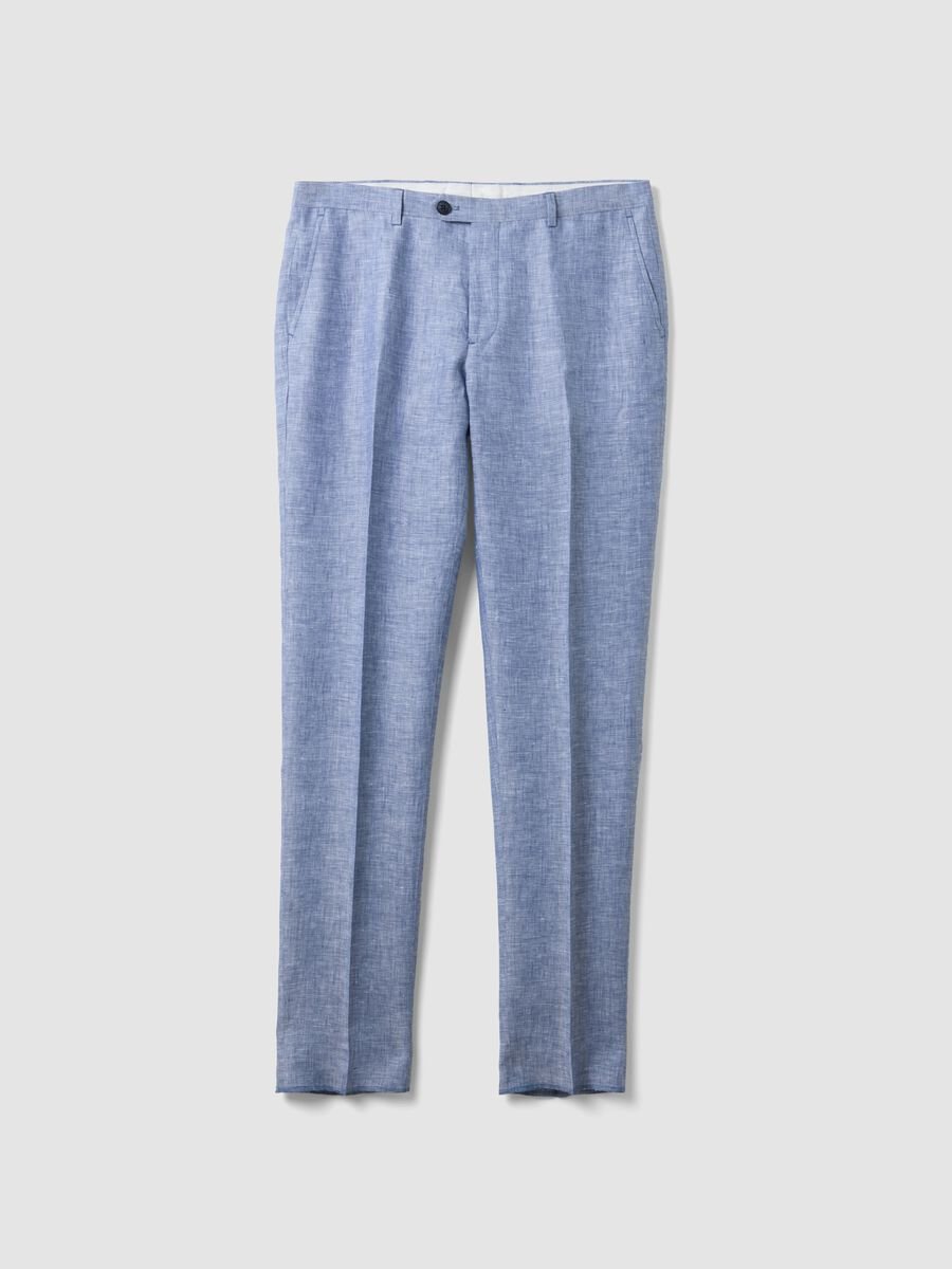 Pantaloni azzurri in puro lino_0