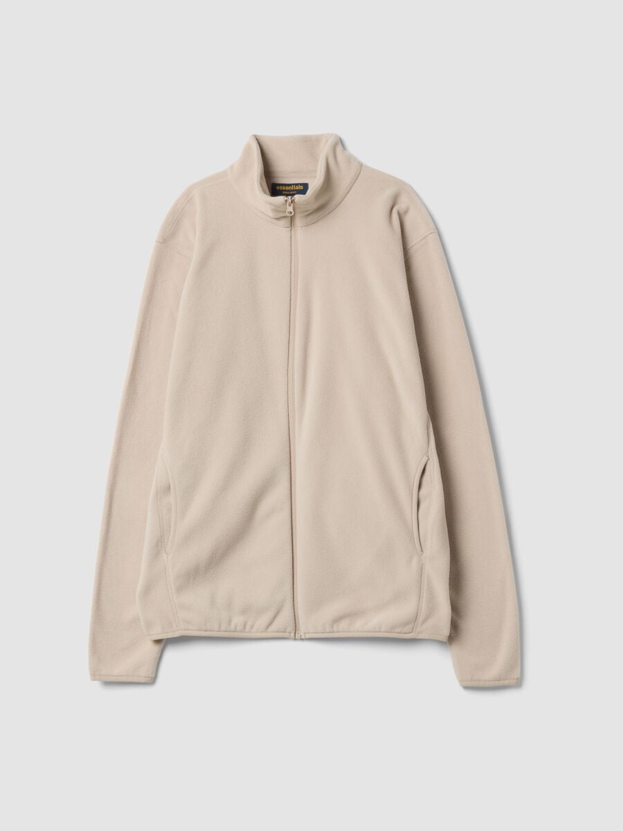 White fleece zip-neck sweatshirt, regular fit_0