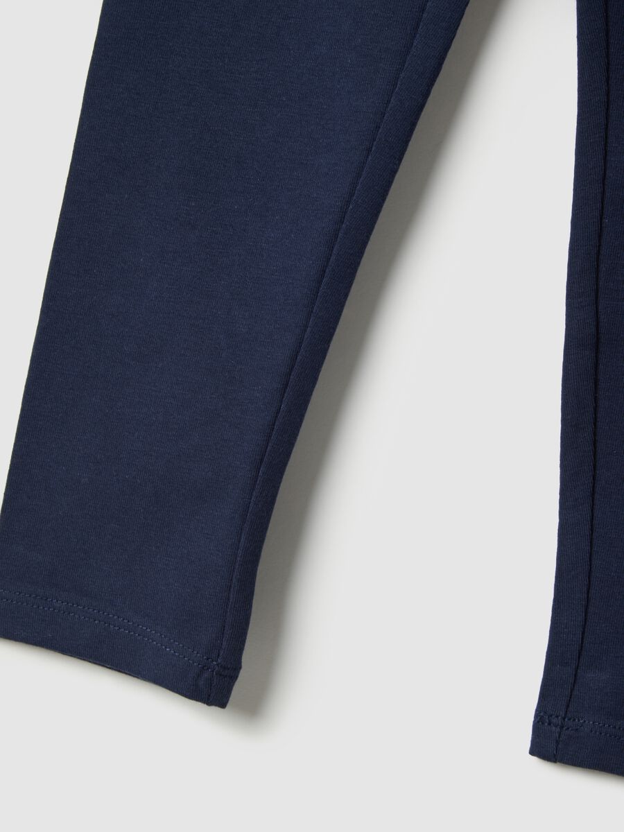 Blue stretch cotton slim fit leggings for girls_3