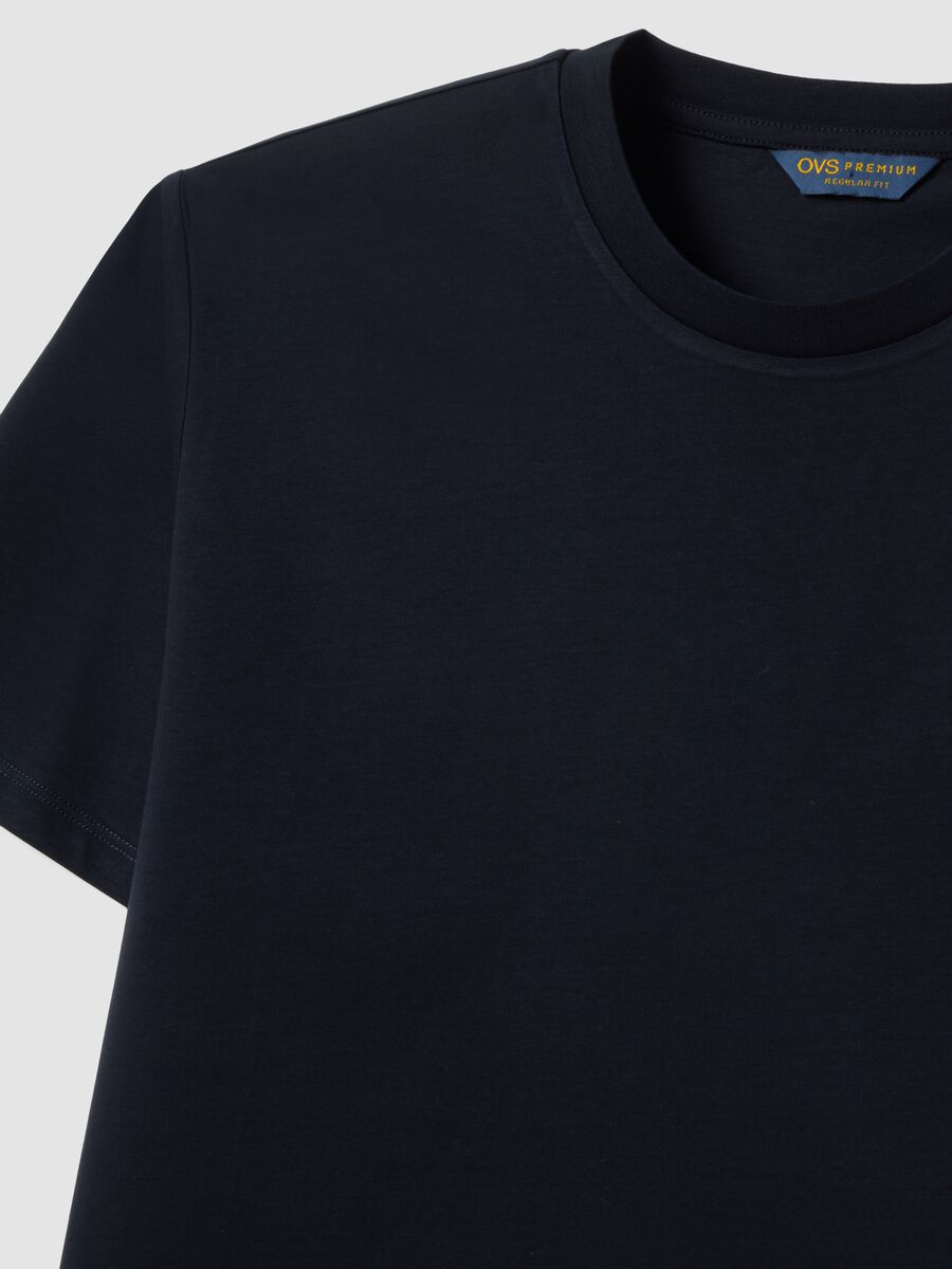 Black mercerised pure cotton regular-fit crew-neck T-shirt_1