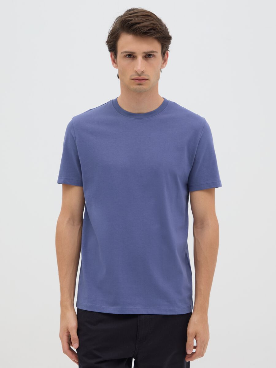 Men's blue pure cotton regular fit T-shirt_0