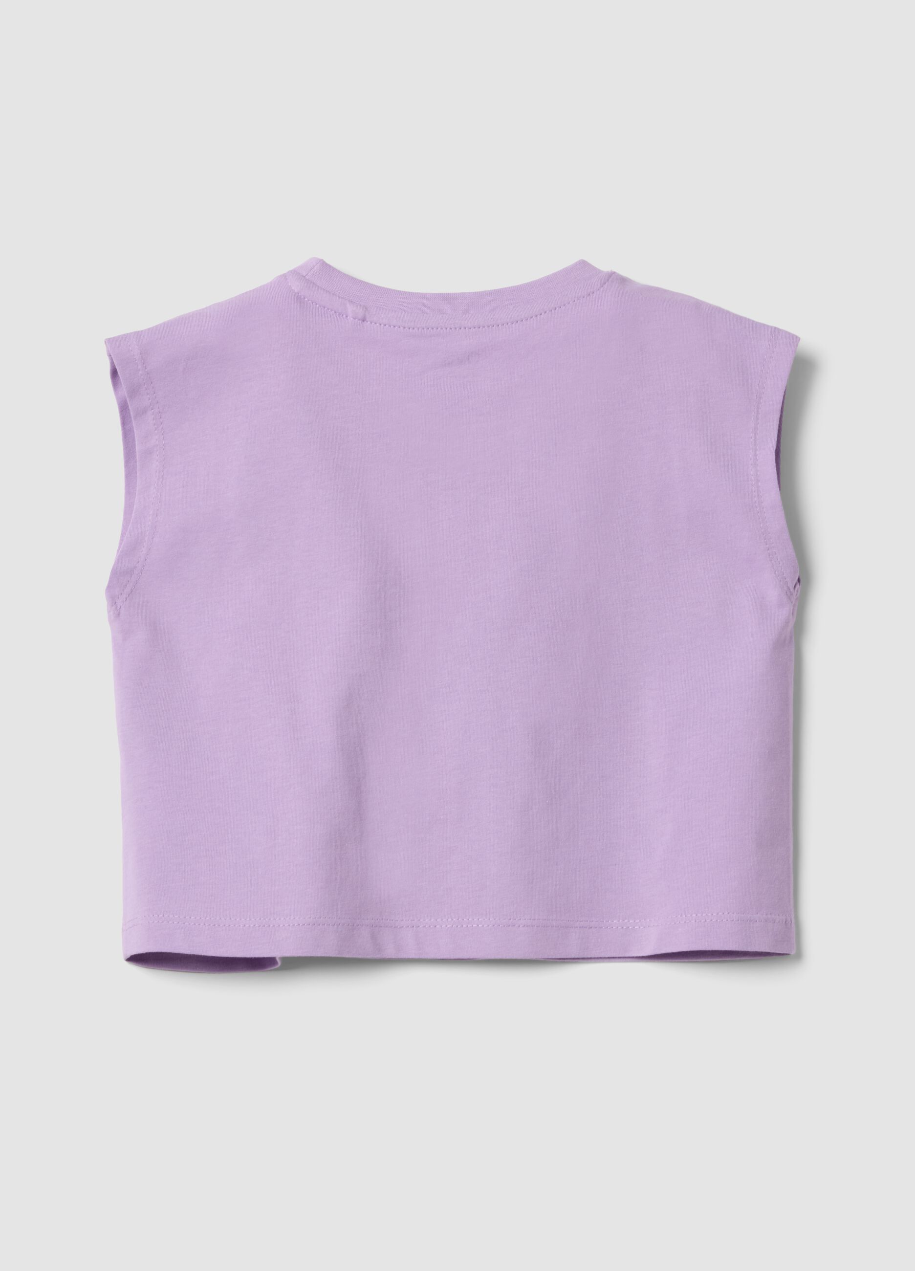 Purple cotton tank top with rainbow print
