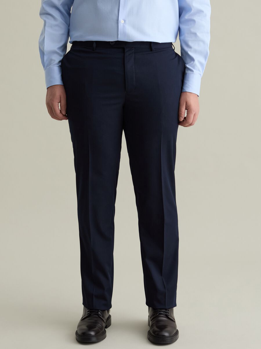 Regular-fit, solid colour smart trousers_1