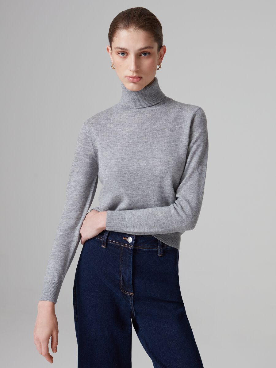 Pullover in lana a collo alto_0