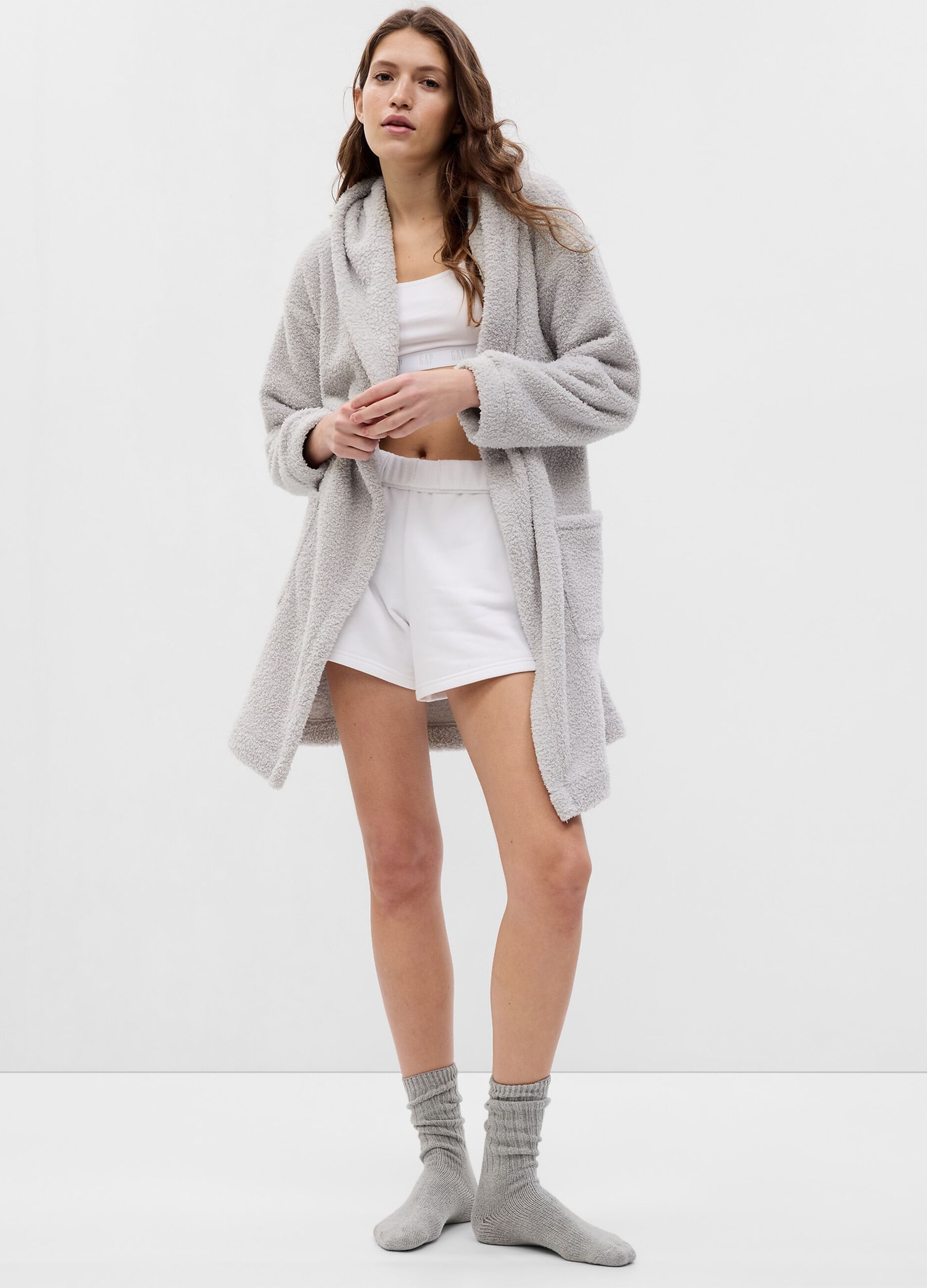 Vestaglia in sherpa con cappuccio