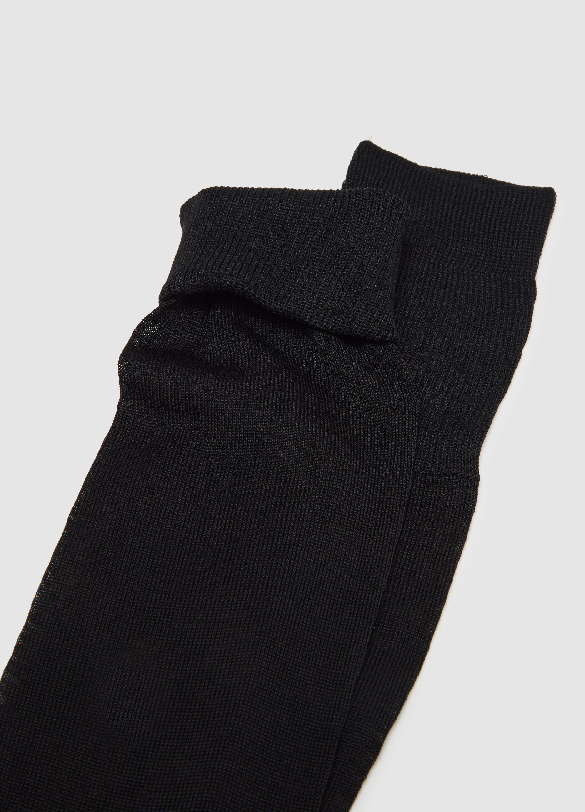 Pack of three long blue cotton socks
