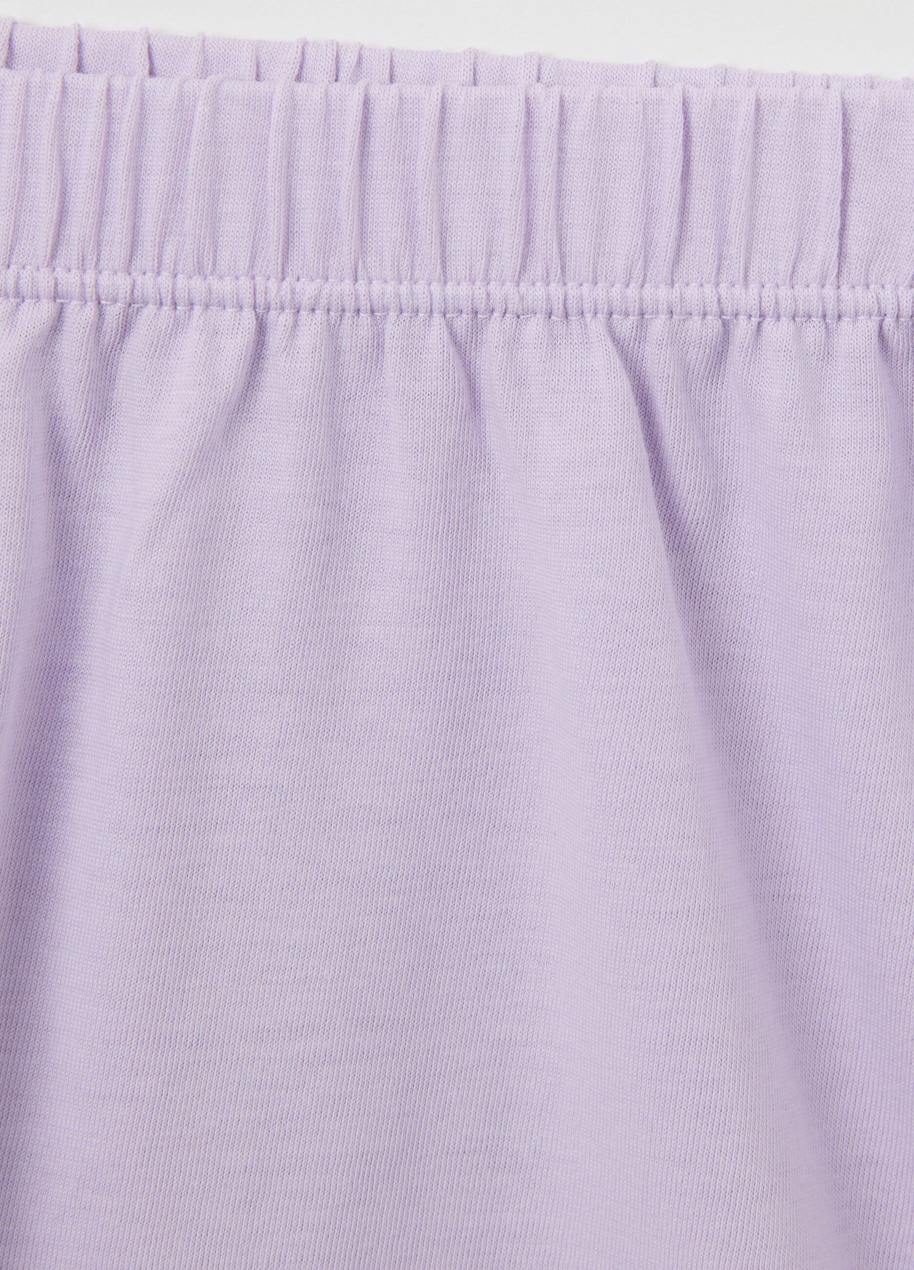 Girls' white and lilac short pyjamas in pure cotton regular fit with print